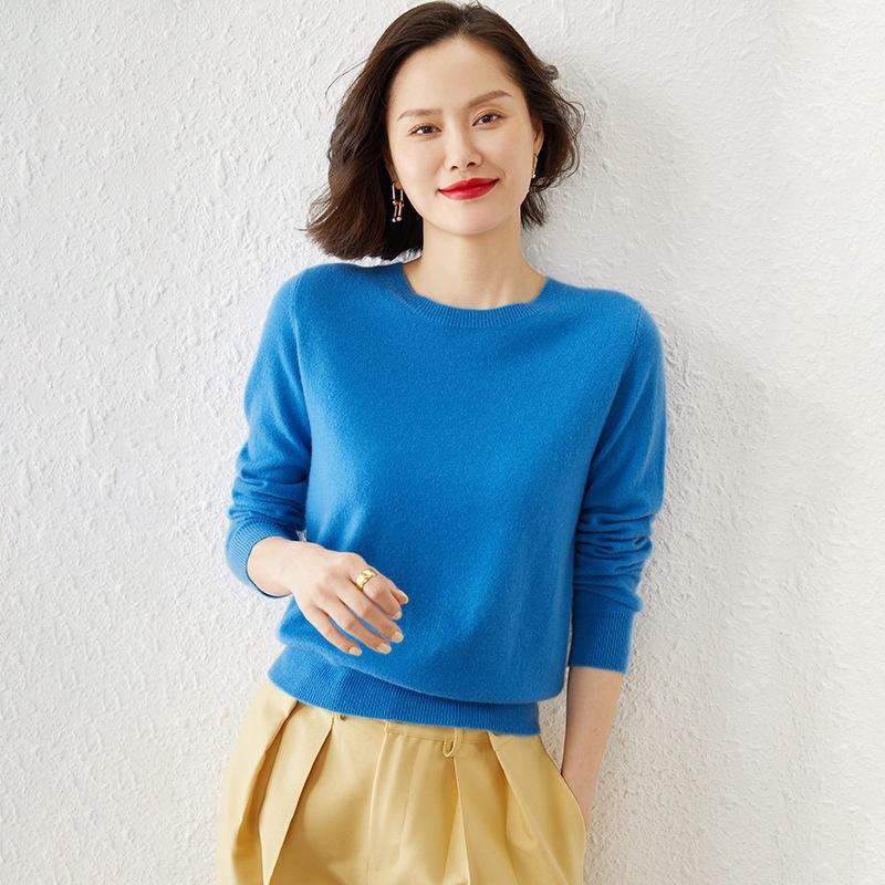Осенне-зимний женский свитер, стильный трикотаж, пуловер с круглым вырезом, нижняя рубашка, пуловер с длинными рукавами, свитер