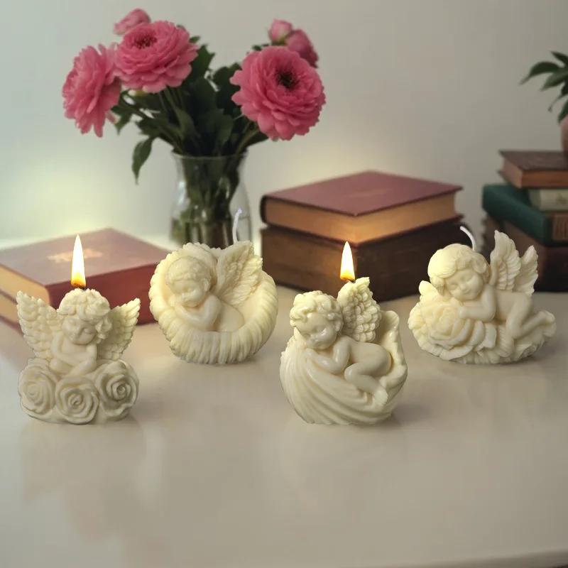 3D Rose Angel Children свеча силиконовая форма ручная работа Seashell Angel Kids ароматическая свеча гипсовая смоляная форма ремесло декор подарок