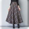 Tooxika Новая шерстяная длинная юбка с высокой талией и универсальным клетчатым узором, юбка средней длины, юбка с широким подолом
