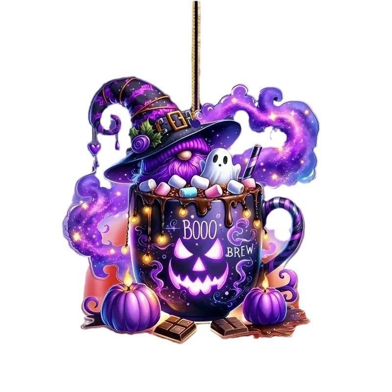 Candy Santa Halloween Claus Design Acrylic Flat Surface Pendant For Car Decor