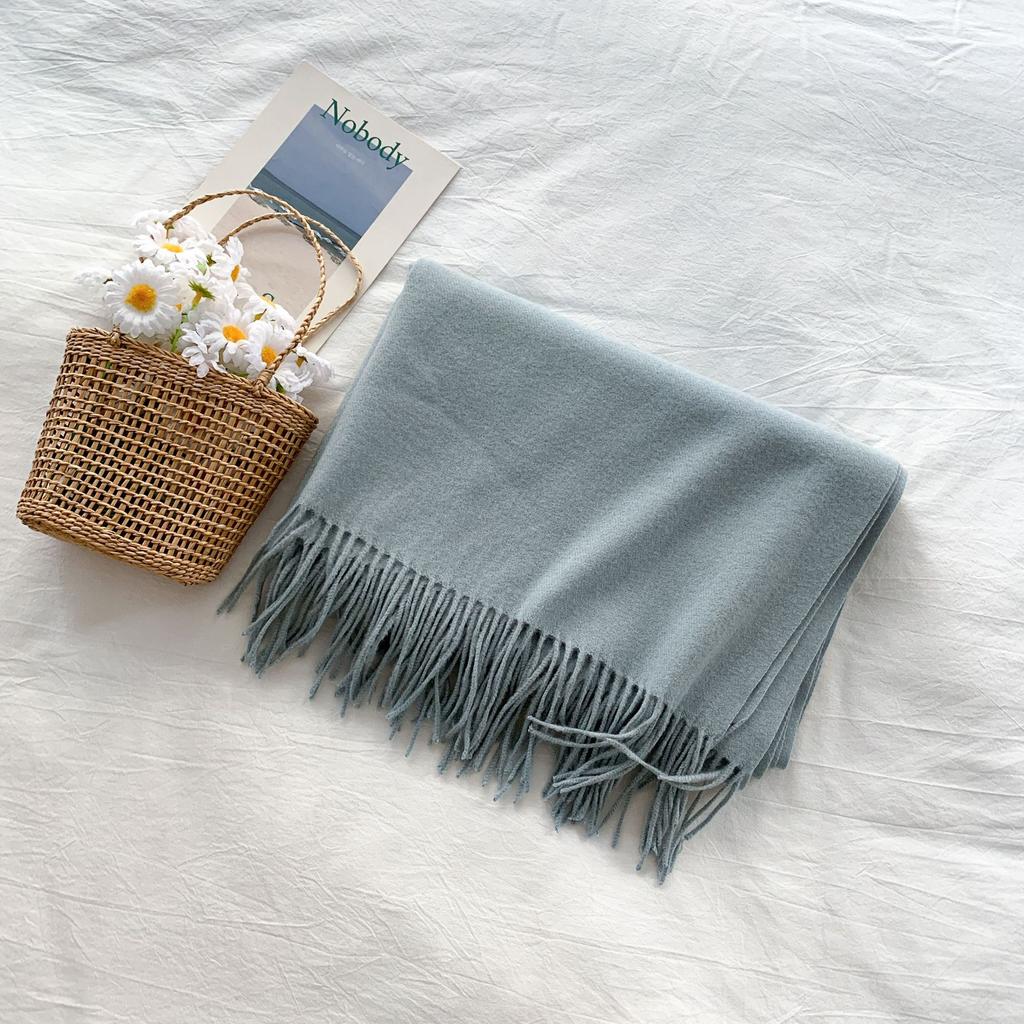 Cashmere Hand Feel Autumn And Winter Solid Color Scarf Women'S Thick Tassel Simple And Versatile Soft And Warm Imitation Cashmere Shawl