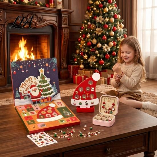 DIY Christmas Accessories Countdown Advent Calendar 2026 for Girls, Bracelet Making Kit with Jewelry Supplies Teens 24 Days of Charms And Beads