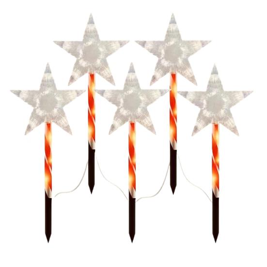 Солнечные Рождественские Колышки Огни Санта Декор для Газона для Двора Водонепроницаемые Наружные Праздничные Огни для Дорожки Простая Установка Садовое Настенное Трещинное Освещение