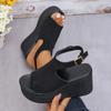 2024 Новые однотонные женские босоножки на танкетке, летняя мода, толстая подошва, пряжка, повседневные удобные прогулочные сандалии, женская обувь