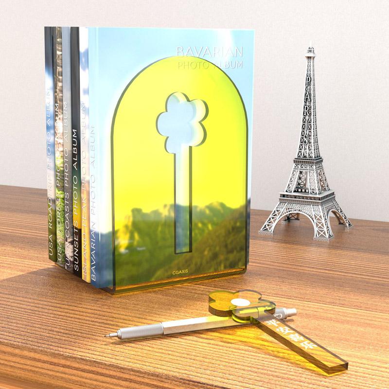 Подставка для книг для тяжелых книг, Акриловая прозрачная подставка для книг Декоративная уникальная для удержания книг L-образной формы Прочная Цветная подставка-ограничитель для книг