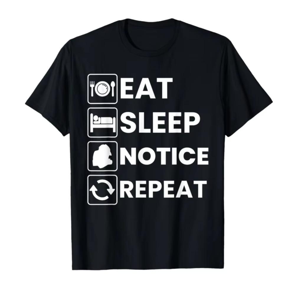 Футболка с графическим принтом Eat Sleep Notice Унисекс Унисекс Минималистичная Мягкий Хлопок Короткий Рукав Повседневная Уличная Унисекс Топы