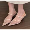 Fashion Women's Pointed High-Heel Sandals Pointed Closed Toe Slip On Dress Shoes with Buckles for Women Girls Going Beach Side Wear
