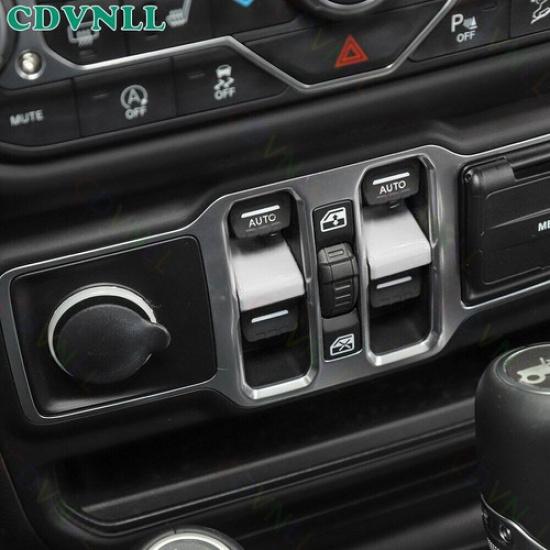 Car Window Lift Switch Button Cover For Jeep Wrangler JL JT 2018-23 Bright White