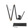 Outdoor Folding Light Pole Aluminum Alloy Camping Lighting Lamp Stand with Desk Fixture Black