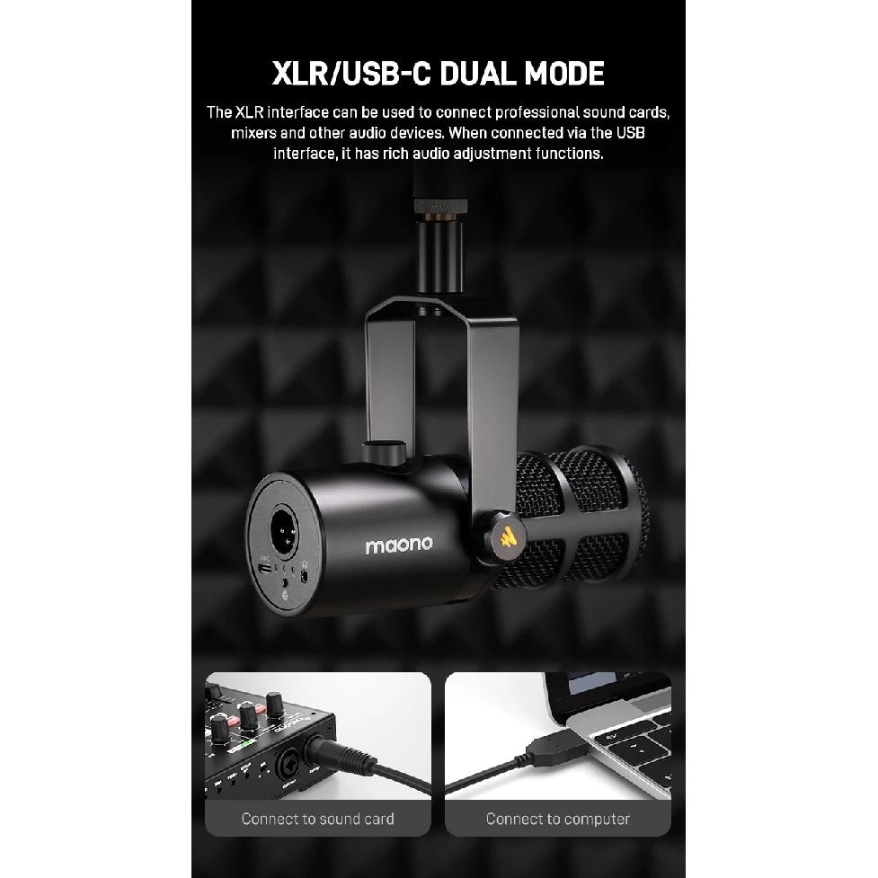 maono PD400X USB/XLR Dynamic Microphone All Metal With One-Touch Mute Headphone Jack And Volume Control For Podcasting Streaming