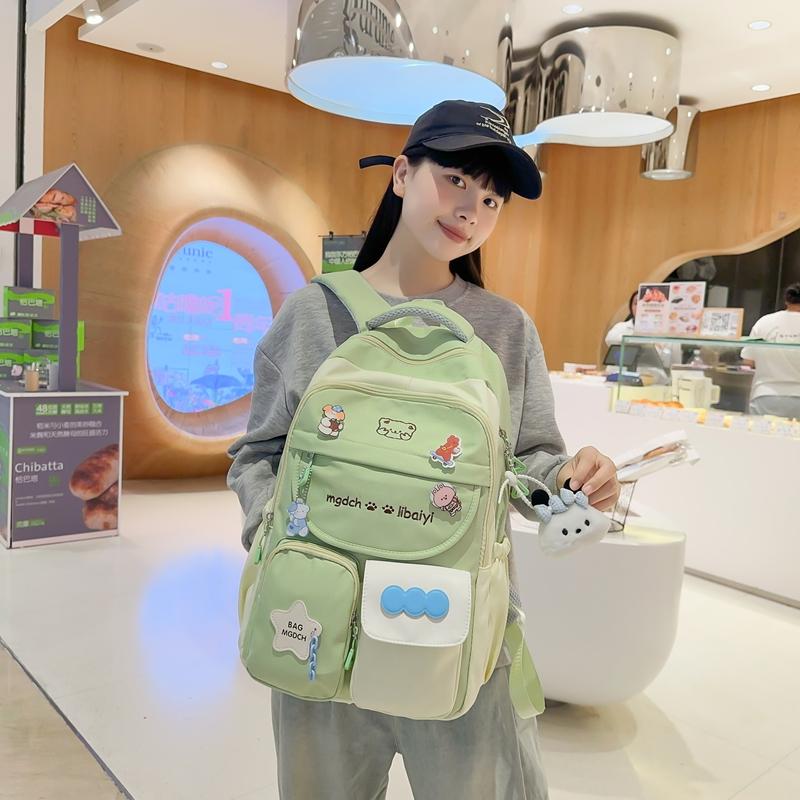 Рюкзак женский школьный рюкзак с цветными блоками большой вместимости для средней школы