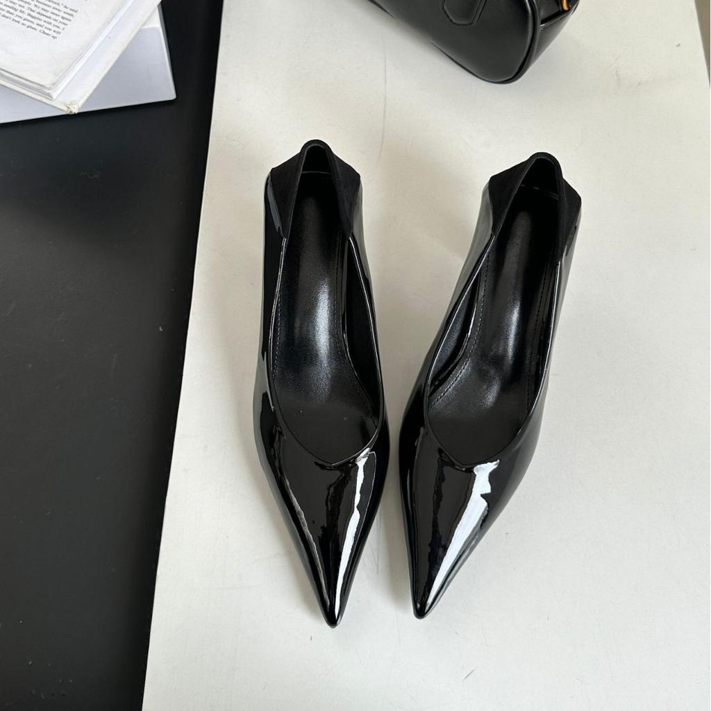 Chengdu Style Retro Single Shoes Women's Versatile Thin Heels High Heels Wear Versatile Professional Style Solid Color Light Board Women's Shoes Paten