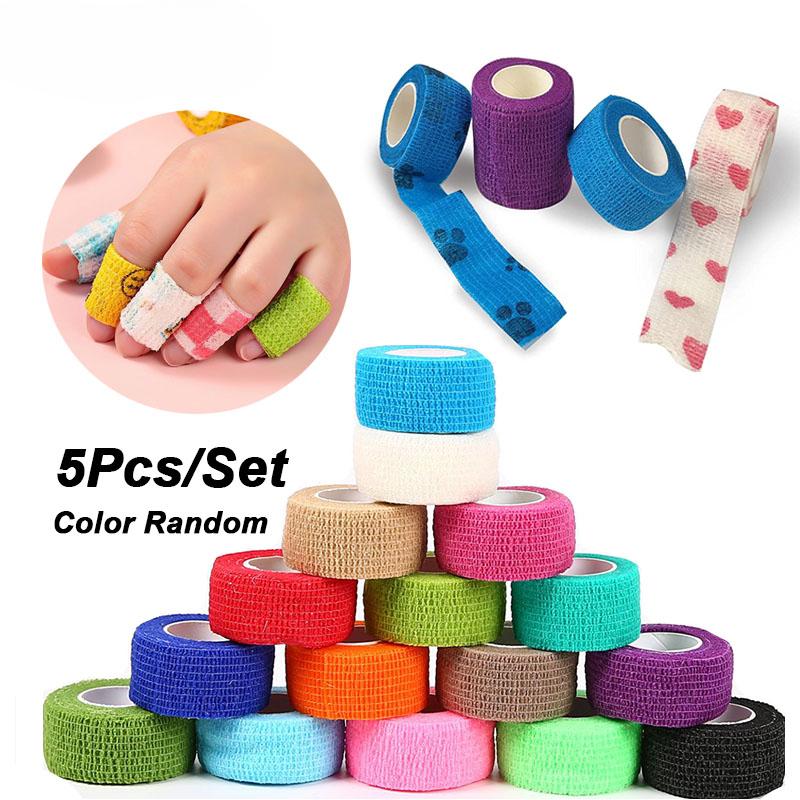 5 шт./лот, ширина 2,5 см, самоклеящаяся цветная эластичная повязка, эластичная самоклеящаяся лента