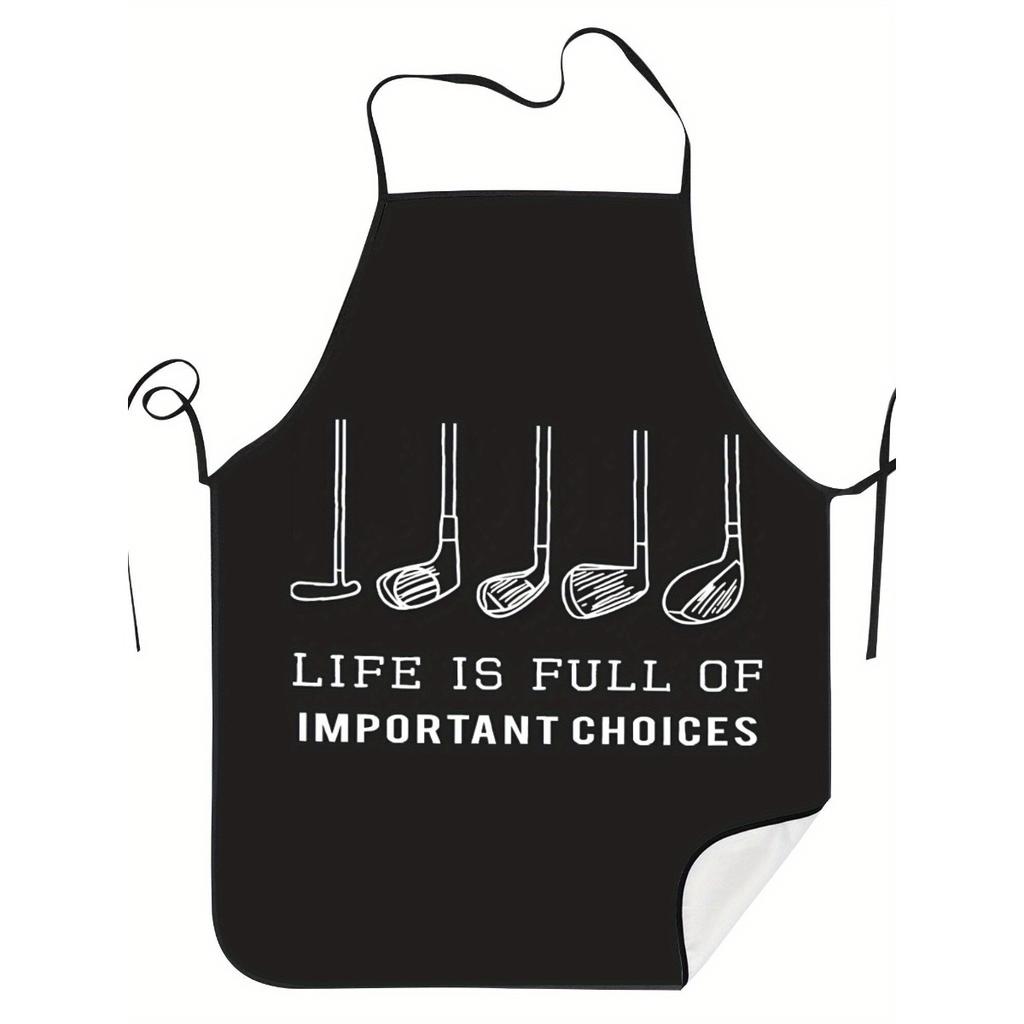 1pc Funny English Slogan Printed Neck Apron, Adjustable Tie-Up Bib for Home Cooking And Baking, Golf Enthusiast Daily Wear Item, Ball Friend Theme Hol