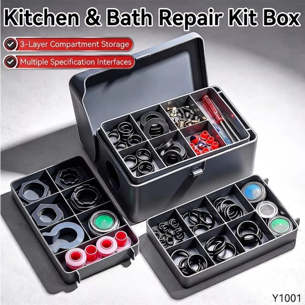 Split Storage Tray Kitchen and Bathroom Repair Accessories Box Plumbing Seal Kit