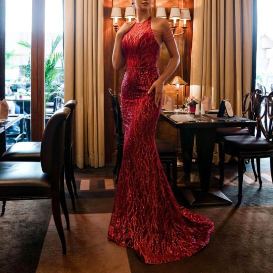 Леди Нижние Юбки Плюс Размер Вечернее Платье Блестки Холтер Элегантное Облегающее Платье Без Бретелек С Открытыми Плечами для Свадьбы