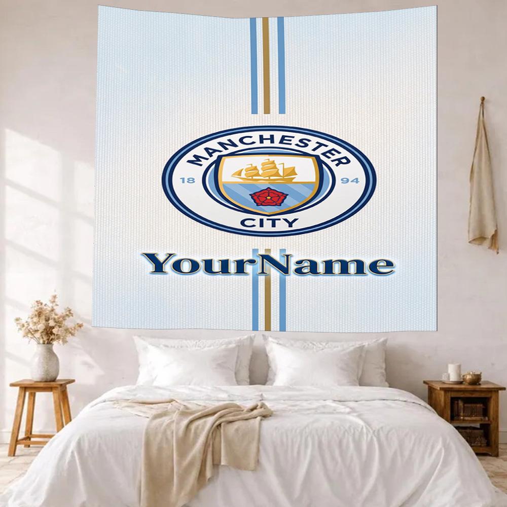 Manchester City Custom Your Name Wall Decor Tapestry Art For Pet Memorial Birthdaywedding Party Backdrop Family Gift