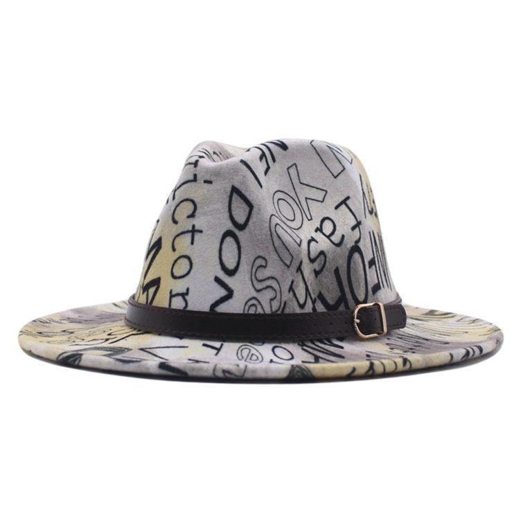 European and American new double-sided tie-dyed woolen hat top hat big edge jazz felt hat sun hat brown belt jazz hat
