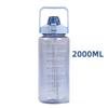 2L Portable Large Capacity Water Bottle with Straw Plastic Water Cup for Outdoor Sport Camping Travel Water Jug with Time Marker