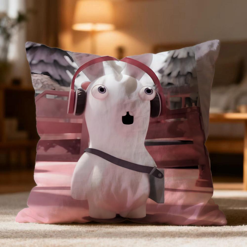Popular R-RRabbids Invasion Cushion Cover Soft Washable Pillow Case Multi-Scene for Couch Bed Travel Office Use