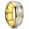 8MM Black Stainless Steel Men's Wedding Steel Rings Black Blue Red Gold Groove Beveled Edge Black Brushed Rings Men Wedding Band