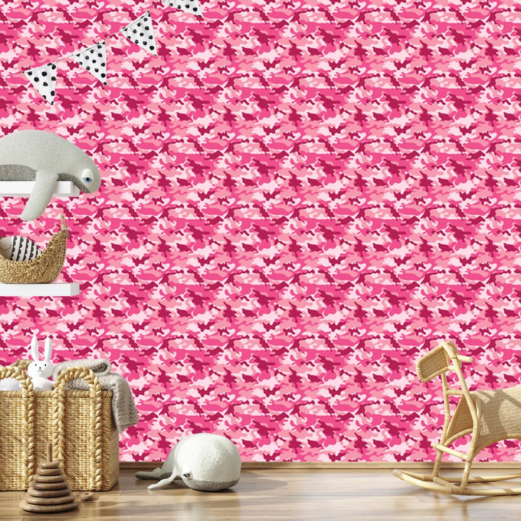 Powder pink and pink military camouflage wallpaper for living room and bedroom 50x1000
