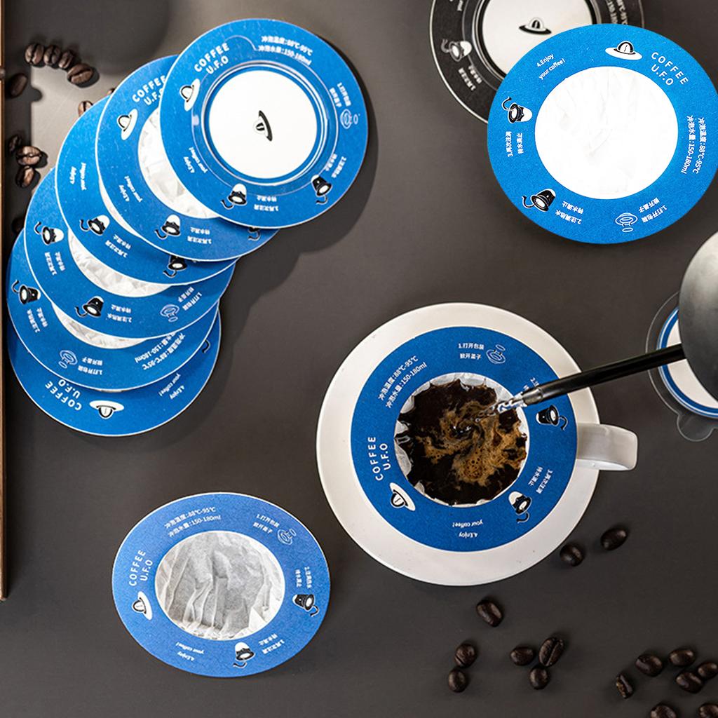 10pcs Single Use Hanging Ear Coffee Filters Flying Saucer Shaped Filter Paper Portable Coffee Brewing Accessories