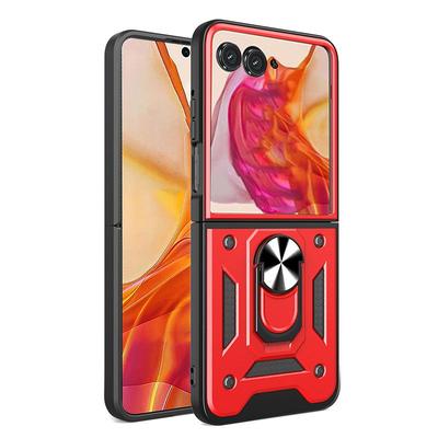 Чехол для телефона с выдвижной крышкой камеры для Motorola Moto Razr 50 Ultra Shockproof со встроенной подставкой-держателем на 360°