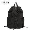 Japanese Casual Art Nylon Backpack Ins Oxford Cloth Drawstring Backpack, Versatile Fashion Pleated Canvas Schoolbag