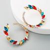 Women's Hoop Earrings Retro Colored Rhinestone Exaggerated Large Circle Earrings C Shaped Earrings