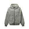 American Street Hip Hop Hoodie Distressed Washed Zip Up Sweatshirt Loose Fit Teens Casual Wear