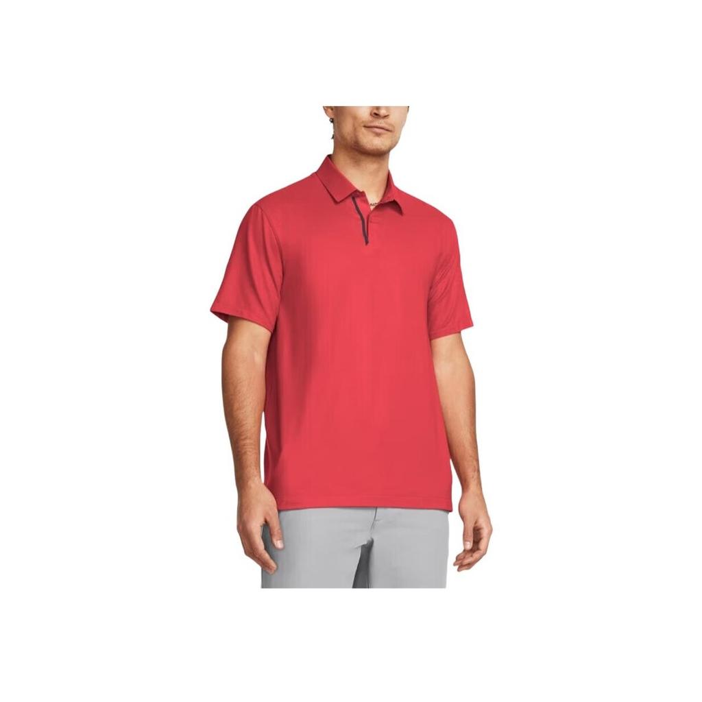 Under Armour Футболка-поло Tour Tips Solid Color Golf, мужские топы, ярко-красные 1385128-814