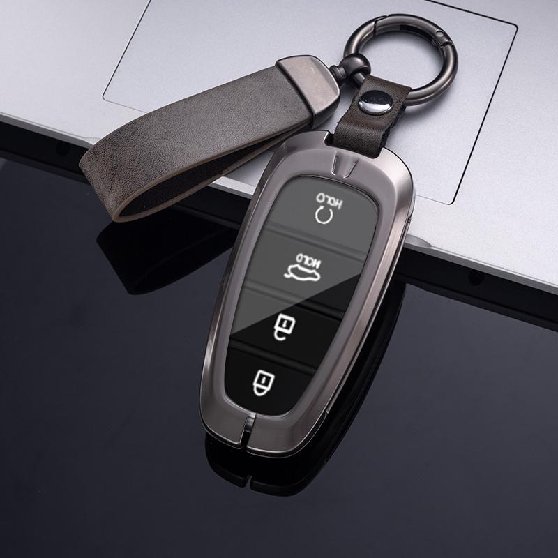 New Metal Zinc Car Key Cover for Hyundai Santa Fe Tucson 2022 NEXO NX4 Atos Solaris Prime2021 4 5 Buttons Premium Key Case