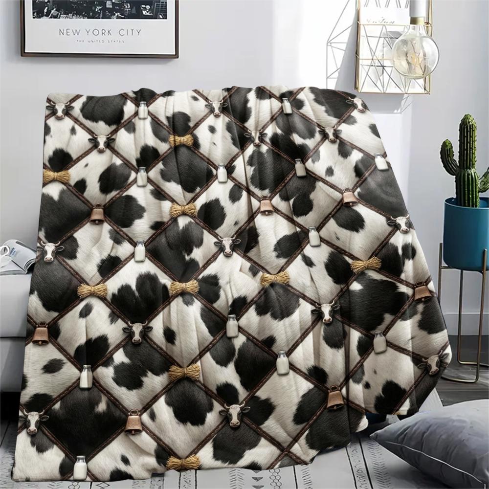 1Pc Gorgeous Print Flannel Blanket, High quality Comfortable for All Seasons, Home Decor, Warmth and Comfort, Perfect for Christmas Gifts W36