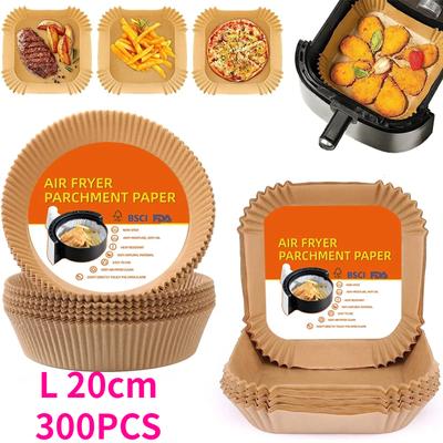 Большой бумажный вкладыш для аэрофритюрницы 23 см, квадратный/круглый, маслостойкий, одноразовый пергамент, специальный бумажный противень, коврик для выпечки, аксессуары для аэрофритюрницы