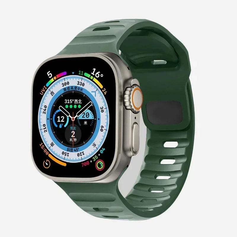 Мягкий силиконовый ремешок для Apple Watch Band Ultra 2, 49 мм, 44 мм, 45 мм, 42 мм, 41 мм, 42 мм, спортивный ремешок для часов iwatch Serise 5, 6, 7, 8, 9, браслет