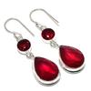 Mozambique Garnet Gemstone Handmade 925 Sterling Silver Earring 2.17" F0C48