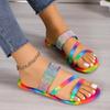 2024 Summer Explosion Models Rhinestone Rainbow Women Sandals Beautiful Female Slippers Outdoor Beach Fashion Flat Shoes