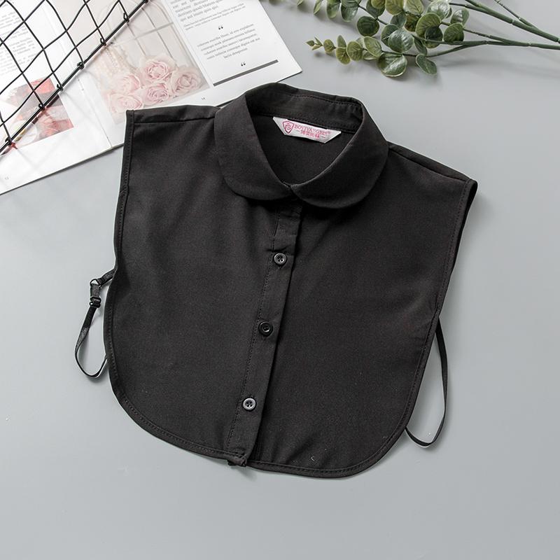 White Women's Stand Fake Collar Blouse Black Detachable Lapel Turtleneck Top Half Shirt Faux Col Tie Detail
