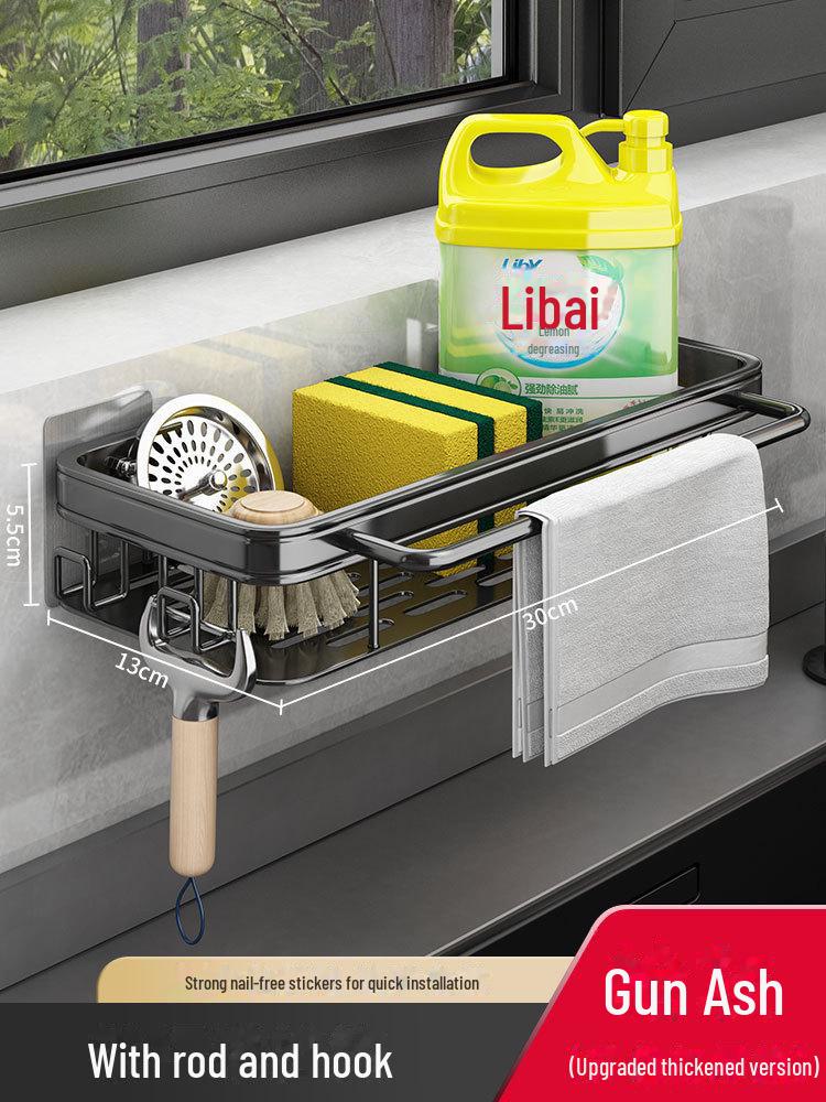Kitchen Sink Drain Basket and Storage Rack for Dishwashing Essentials