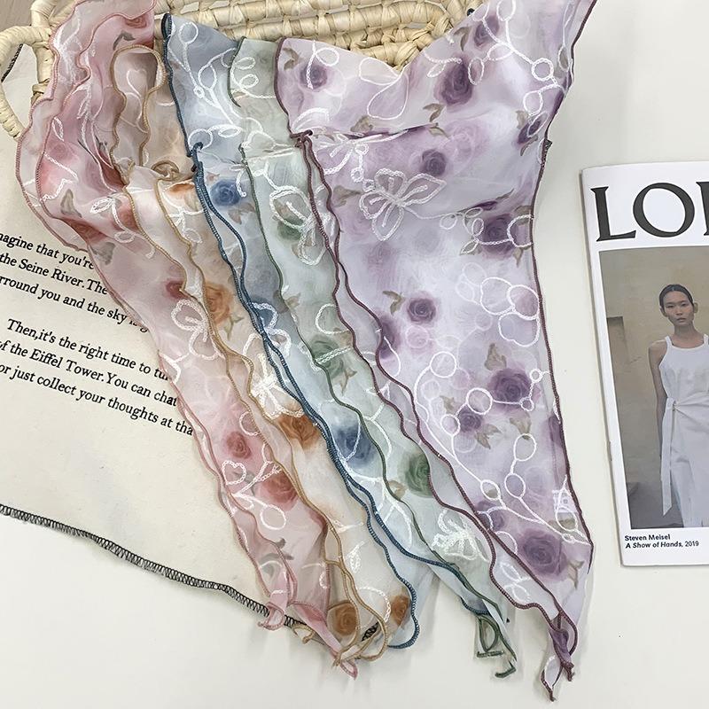 Headscarf Xia Women's Pastoral New Versatile Silk Scarf High-end Sense Multi-use Antique Headband Hair Accessories Headgear Triangle Scarf Waist Tie