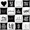 Home Decor Black And White English Sentence Pillowcase Living Room Sofa Car Decoration Cushion Cover