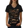 Футболка унисекс Wellcoda Mustache Madness с V-образным вырезом Футболка с графическим дизайном и усами