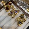 Японский и корейский креативный дизайн Складчатые серьги-букеты для ношения в руке Женские цветные конфетные цирконы Сладкие и крутые серьги Подарок на День святого Валентина