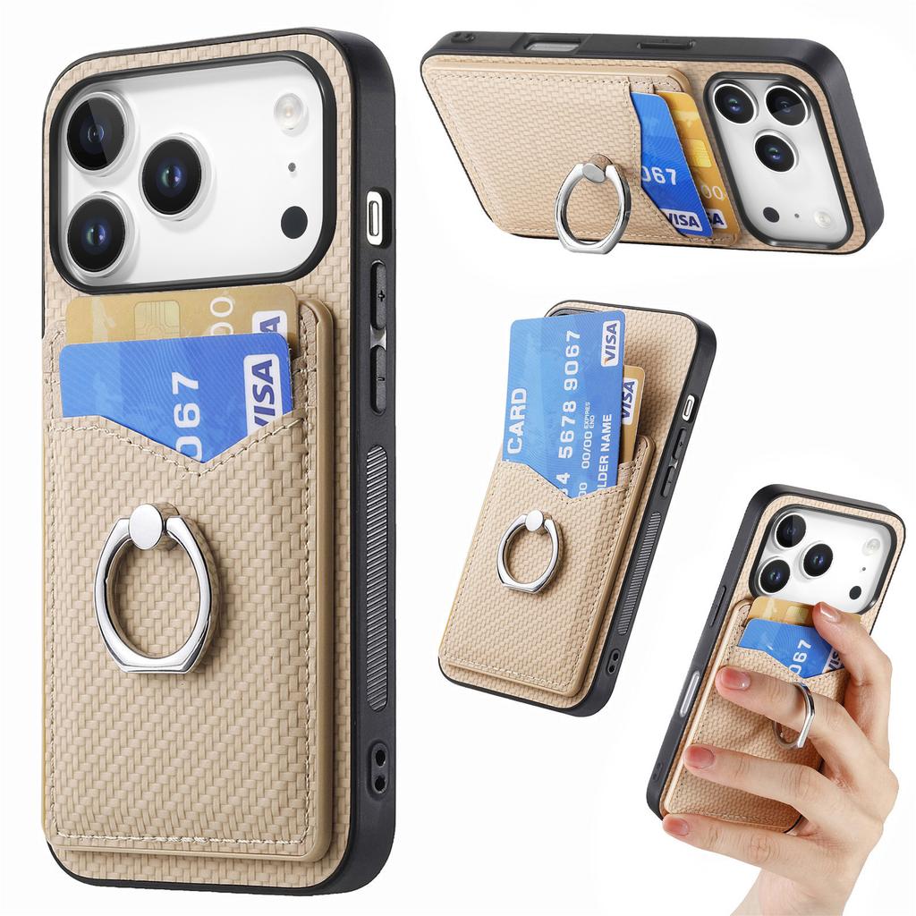 For iPhone 17 Pro Case Card Slots Ring Holder Kickstand Phone Cover