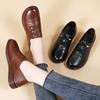 Two-step Genuine Leather Cowhide Sole Small Leather Shoes Women's Autumn Soft Sole Wedge Heel Single Shoes Retro Casual Cowhide Mother Shoes