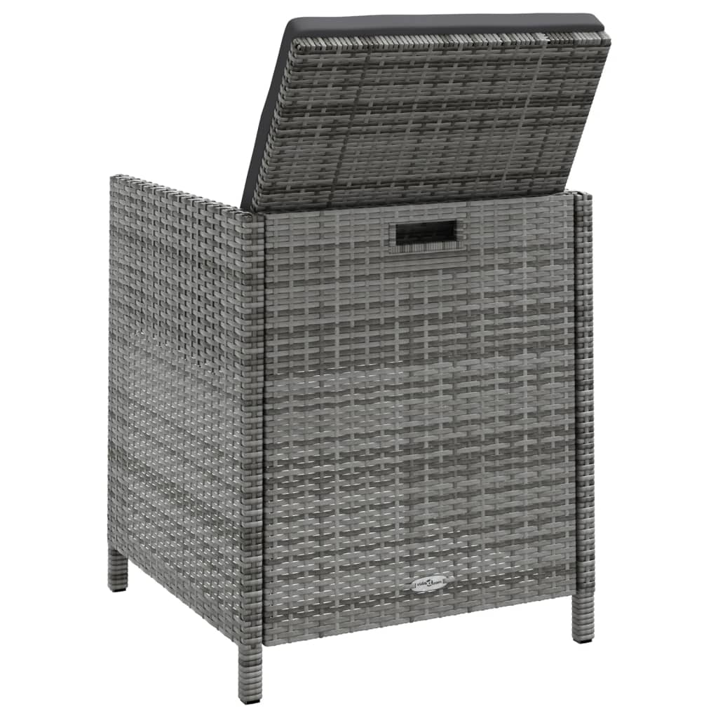 4 Piece Garden Chair and Footstool Set Grey Poly Rattan