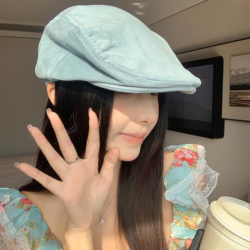 Японские новые простые нишевые береты синего цвета Casp для женщин, летние тонкие универсальные шляпы Show Face, маленькие ретро-литературные шляпы Forward