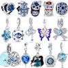 Синий Медный Галактический Звездный и Лунный Шарм Мурано Подходит для Оригинального Браслета Счастливый Циановый Шарм-Клевер DIY Ожерелье Ювелирные Изделия