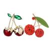 Fashion Cherry Fruit Brooch Pin Jewelry Statement Green Cubic Zircon Cherry Brooch Pin for Collectors and Style Lovers